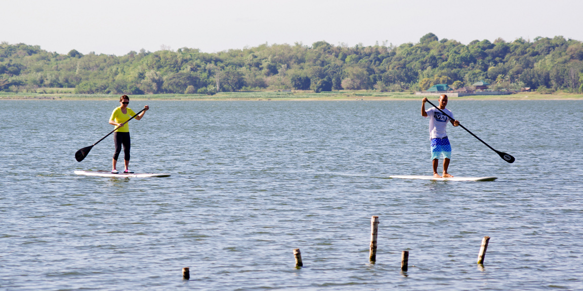 Paddle boarding in Paoay Lake